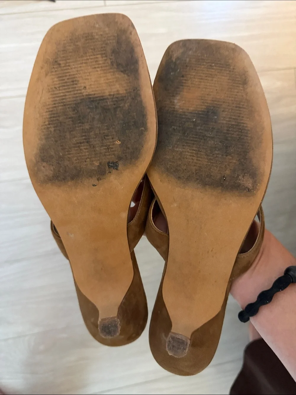 Steve Madden Tan Square-Toe Thong Sandals